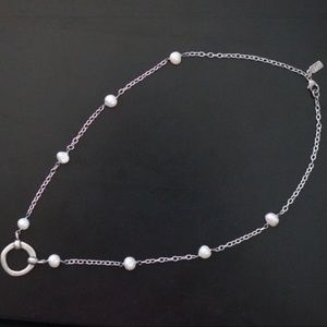 Silver tone necklace with fresh water pearl